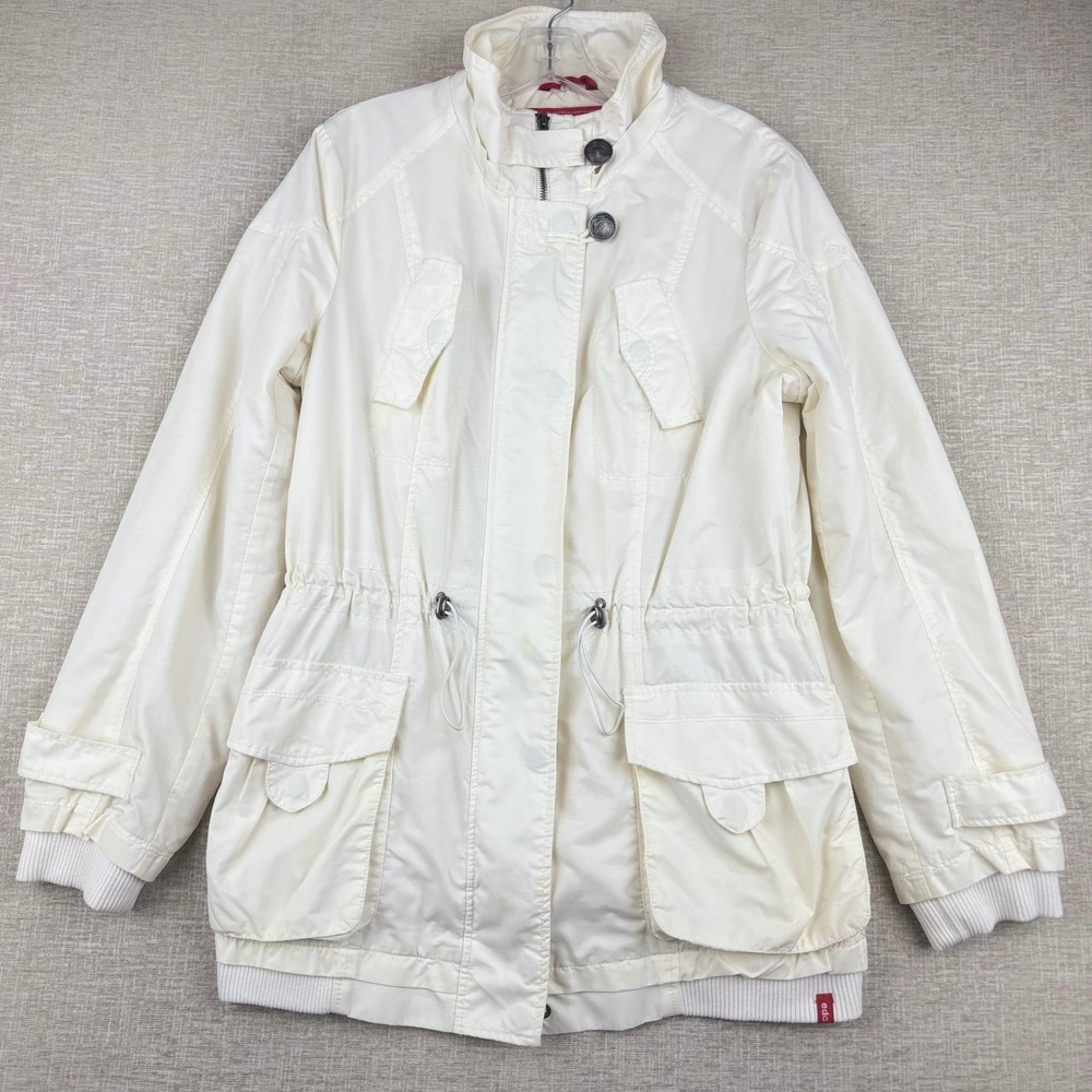 EDC by Esprit Womens XL Cream Off White Utility Field Jacket Cargo Pockets Zip